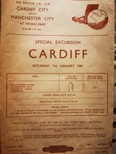 Manchester City Away at Cardiff 7.1.1961 Special Train Advert from Manchester.