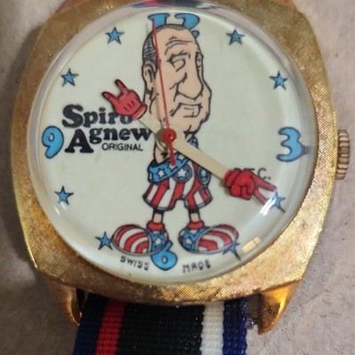 Spiro Agnew Original Swiss Made Mechanical Vintage Cartoon Dial Watch 33mm
