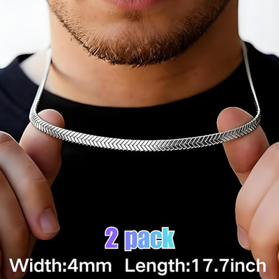 2Pcs Silver Plated Men Women Jewelry Snake Chain 18 Inch Necklace Women Gift USA