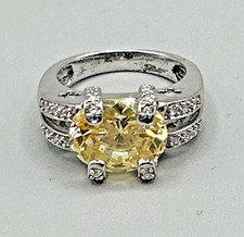 Ornate Citrine with Cubic Zirconia Prong Setting Ring Unbranded Size 6