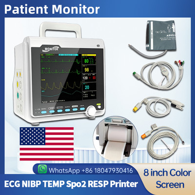Portable Patient Monitor Human Multi-parameter 8'' Vital Sign Monitor Printer