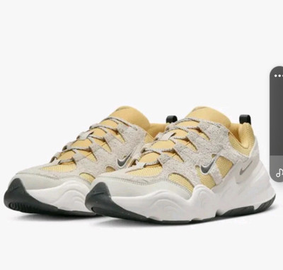 Nike Tech Hera Men's # 13 Shoes Saturn Gold FJ9532-700 Grey Mesh / Suede Upper