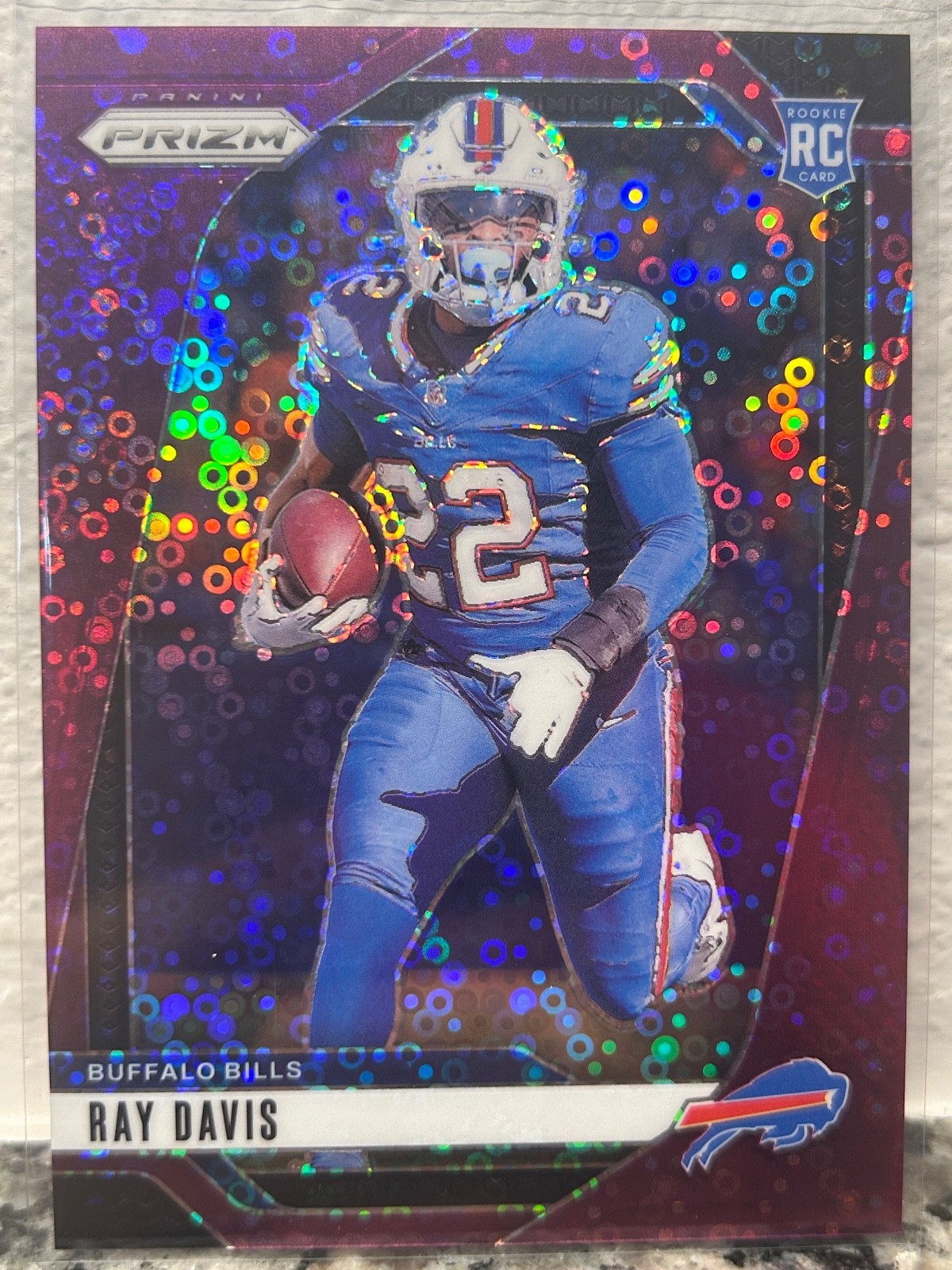 2024 Panini Prizm Ray Davis PURPLE NO HUDDLE DISCO /49 ROOKIE RC #382 SSP BILLS