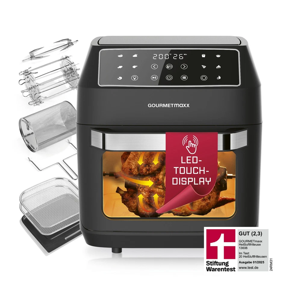 GOURMETmaxx Forno Ad Aria Calda 12L Friggitrice Grill Essiccatore Multigrill