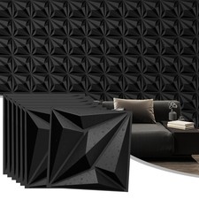 33-Pack 3D Wall Panels Black for Interior Wall Decor, Waterproof PVC Diamond ...