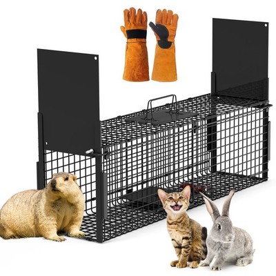 26/40'' Humane Live Animal Trap Cat Cage for Animals Under 5/18LBS Easy to Setup