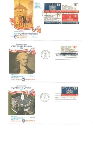 5 FDC1974 1ST CONTINENTAL CONGRESS PHILADELPHIA JEFFERSON DICKINSON INDEPENDENCE - Picture 1 of 2