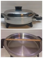 Townecraft Chef's Ware Electric Skillet 12" Stainless Liquid Core Fry Pan & Lid