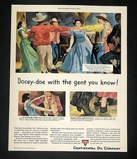 Continental Oil Advertisement 1949 Square Dancing Art Vintage Print AD