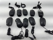 Lot of 10 Optical Wired Scroll Mouse Mice - Black Mostly Dell USB Connector