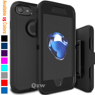 For iPhone 6 7 8 Plus Shockproof Rugged Cover Case Belt Clip + Screen Protector