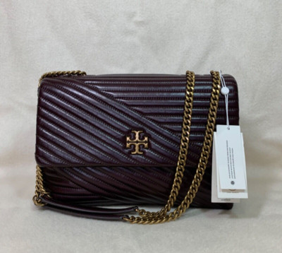 Tory Burch Distressed Fig Glazed Leather Kira Shoulder Bag - NEW WITH TAGS
