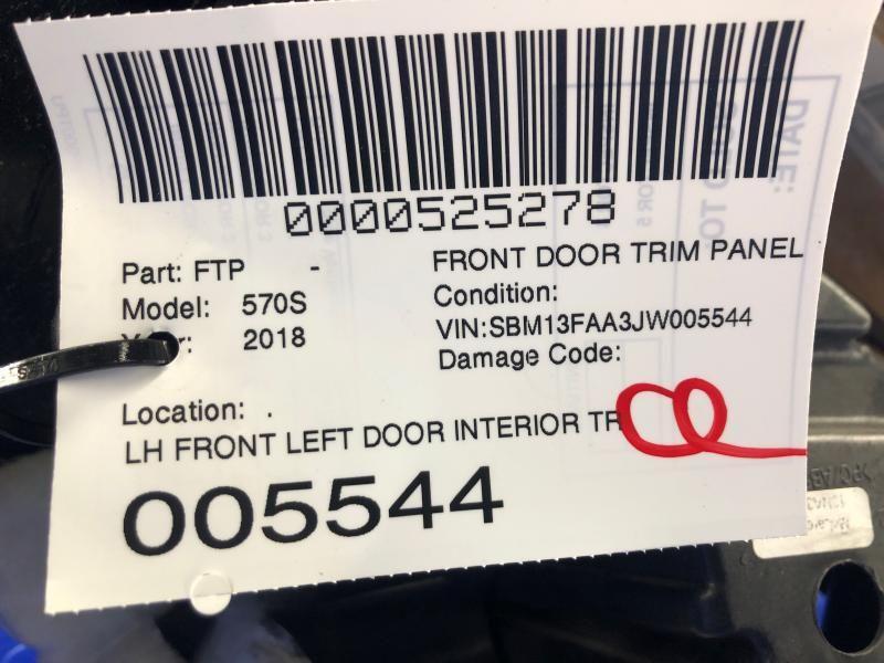 2016-2021 MCLAREN 570S OEM FRONT LEFT DOOR INTERIOR TRIM PANEL BLACK *DAMAGED*