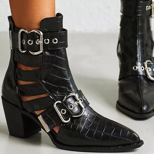 Bottines été 9 Cm Blanc Perforé - Cuir Synthétique, Pointures 34 à 40, Neuves Avec Emballage