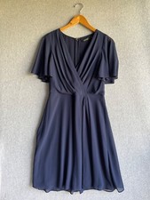 Lauren Ralph Lauren Dress Womens 6 Navy Blue Flutter Sleeve Flowy Romantic