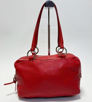 バッグ 00s miumiu archive leather boston bag MIU MIU Archive Leather Handbag Shoulder Boston Red 00s y2k Boston