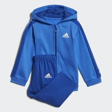 ADIDAS TUTA COMPLETA BAMBINO I 3S FZHD J FL 3 STRIPES BLU ORIGINALE NUOVA