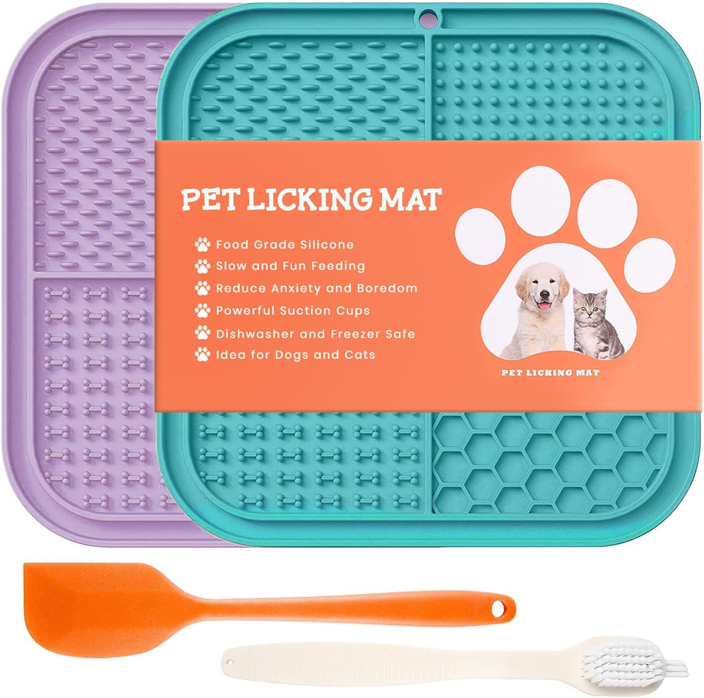 Pack Of 2 Licky Mats for Dogs and Cats Slow Treat Feeder with Suction