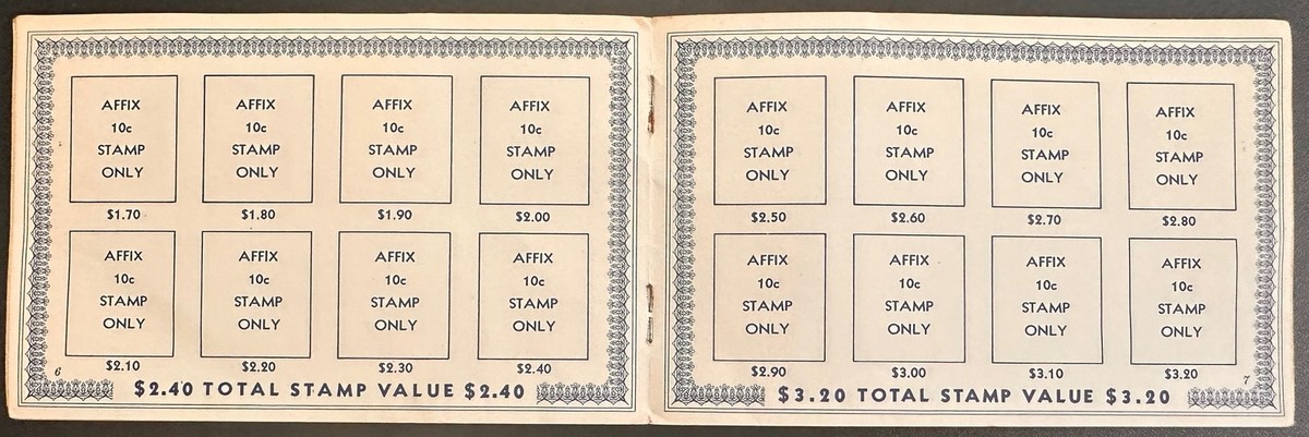 US W57(2) in Postal Savings Booklet (Form PS333-10A); Savings