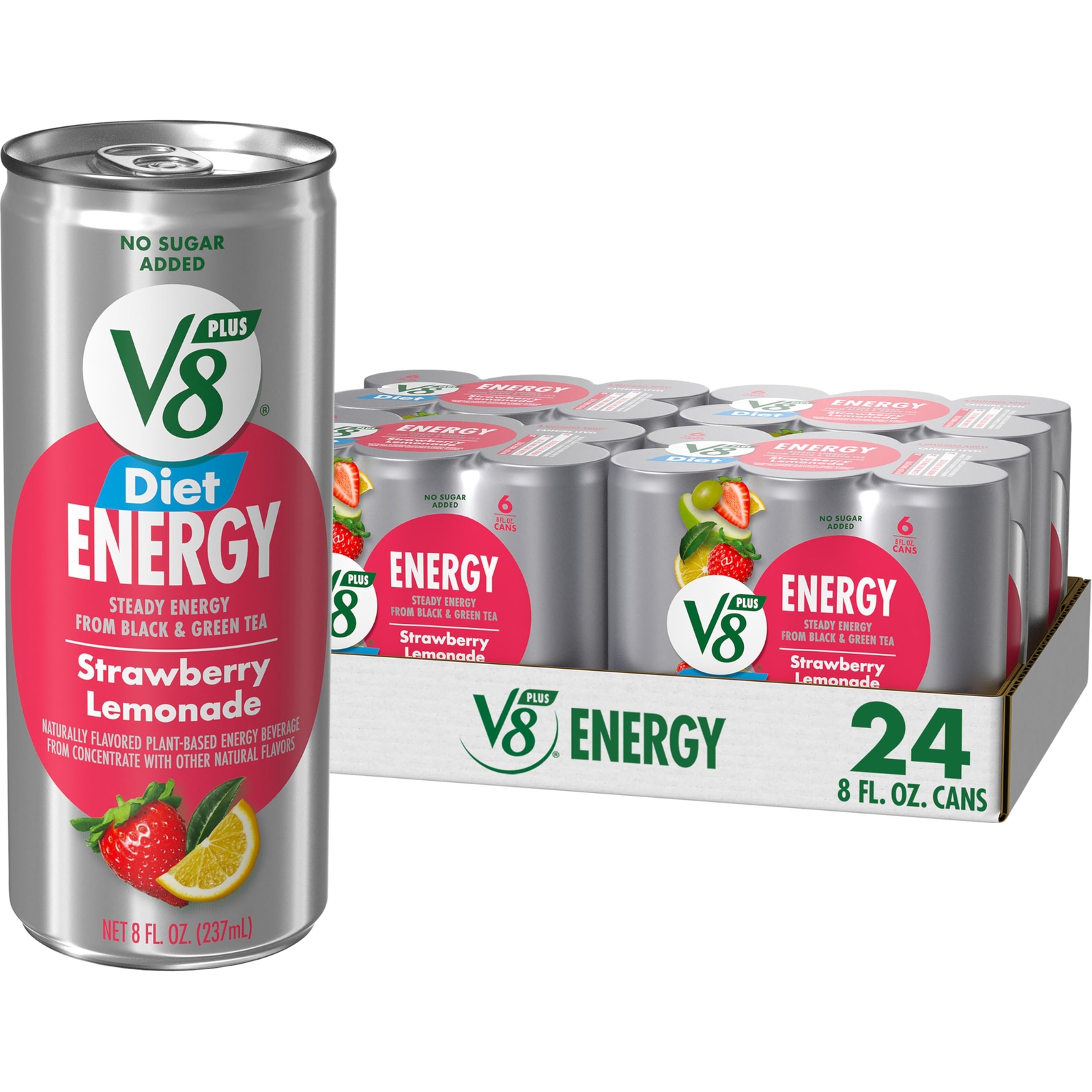 V8 +Energy Diet Strawberry Lemonade Juice Energy Drink 8 fl 