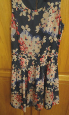 EUC GAP WOMANS FULLY LINED, SLEEVELESS, BACK ZIP BLUE FLOWER FLORAL DRESS SZ. 4