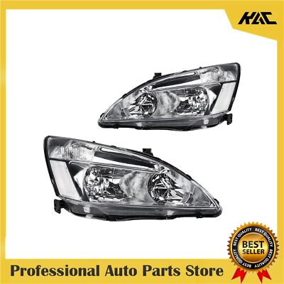 Left & Right Headlights Assembly For Accord Honda 2003-2007 Chrome Housing IP65