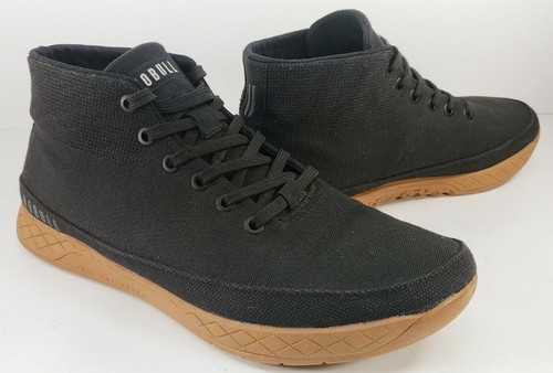 black coffee canvas mid trainer