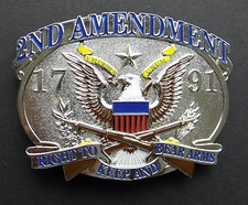RIGHT TO KEEP AND BEAR ARMS 2ND AMENDMENT BLACK IRON FINISH BELT BUCKLE 3.45 INC