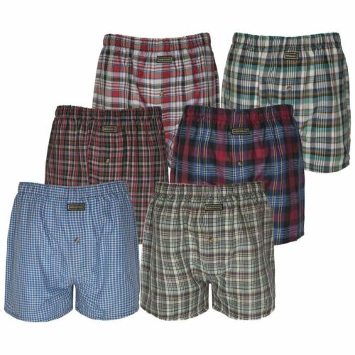 3 Packs Men's Plaid Check Woven Boxers Shorts Plain Poly Cotton Underwear Pants. - Picture 5 of 6