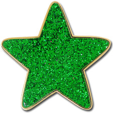 Green Glitter Star Pin Badge For Schools