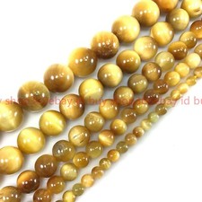 Gemstone Gold Natural Tiger Eye Round Loose Beads 15" Strand 4 6mm 8mm 10mm 12mm