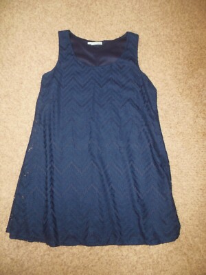 Maurices Womans XL Navy Blue Sleeveless Dress A-Line Below Knee Lace Lined  | eBay