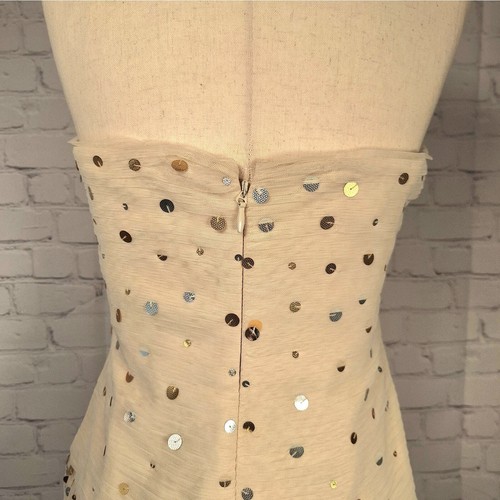 NWT $500 BCBG Maxazria Strapless Sequin Dress, Size 10, Vanilla w/ Gold/Silver - Picture 5 of 11