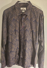 Bogosse Men's Size L Shirt Pierre Damask Brown Button Down Shirt