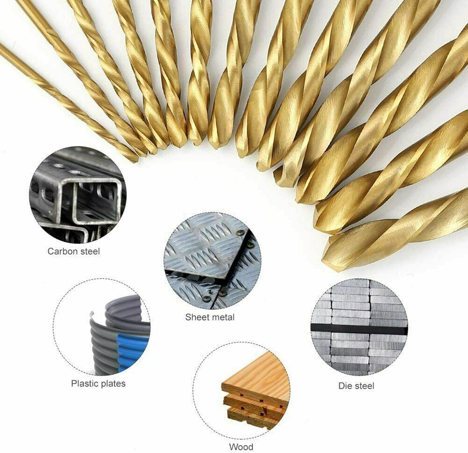 26 HSS Twist Drill Bits Set Metal Titanium 1/4" Hex Shank Tool QUICK CHANGE Kit