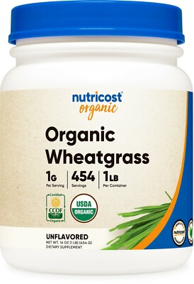 Nutricost Organic Wheatgrass Powder 1LB - Non GMO, Gluten Free, Superfood