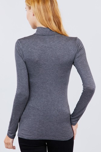 WOMEN CASUAL SOLID TURTLENECK RAYON SPANDEX LONG SLEEVE TOP SHIRT T10073 - Picture 11 of 28