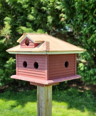Purple Martin Amish Handmade Cedar Roof With Copper Trim Birdhouse, 5 Nesting C