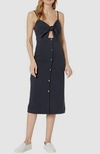 $310 Bishop + Young Women's Blue Front Tie Sleeveless Button Up Dress Size S