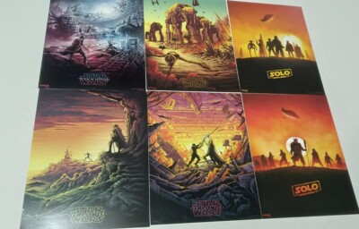 6 Star Wars Imax Exclusive Mini Poster Lot Rare Last Jedi Rise Of Skywalker Solo