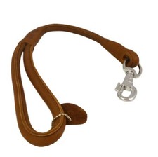 Brown Round Genuine Rolled Leather Dog Short Leash 20" Long 5/8" Wide Lead fo...