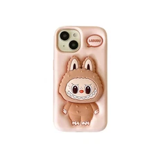 3D Cartoon LaBuBu Monsters Phone Case w / Holder for iPhone 16 15 14 13 12 11