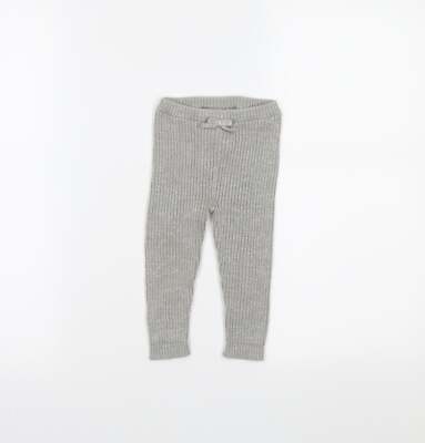 Vertbaudet Mädchen Leggings grau Baumwollmischung Größe 3-6 Monate zum Binden