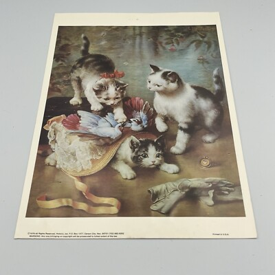 Exceptional Original 1976 Lithograph Titled ''MISCHIEVOUS KITTENS'' By C. Reichert