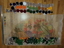 Vtg 70's Shillcraft Latch Hook Rug Kit Fruit Vines 30" x 57" Semi Circular