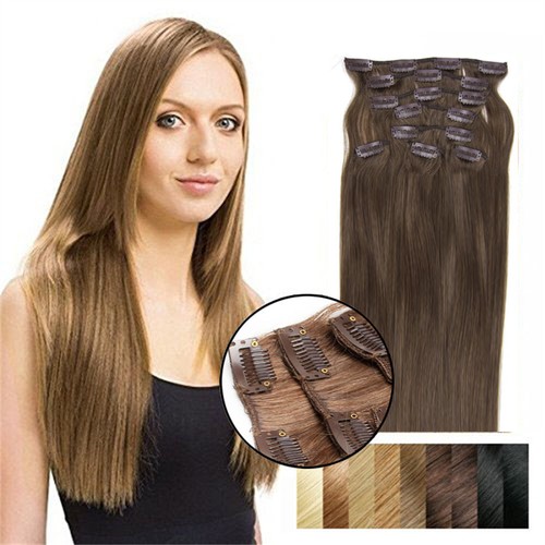 Extensiones de cabello con clip cabello humano real clip de doble trama en cabello Remy completamente grueso - Imagen 51 de 99