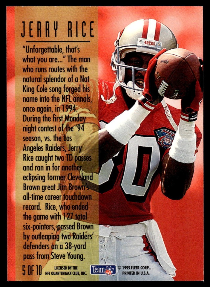 1995 Fleer #5 Jerry Rice TD Sensations Near Mint or Better | eBay
