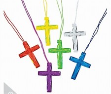 Set of 6 Crystal Looking Cross Necklace Free Shipping with 6 Purchases 
