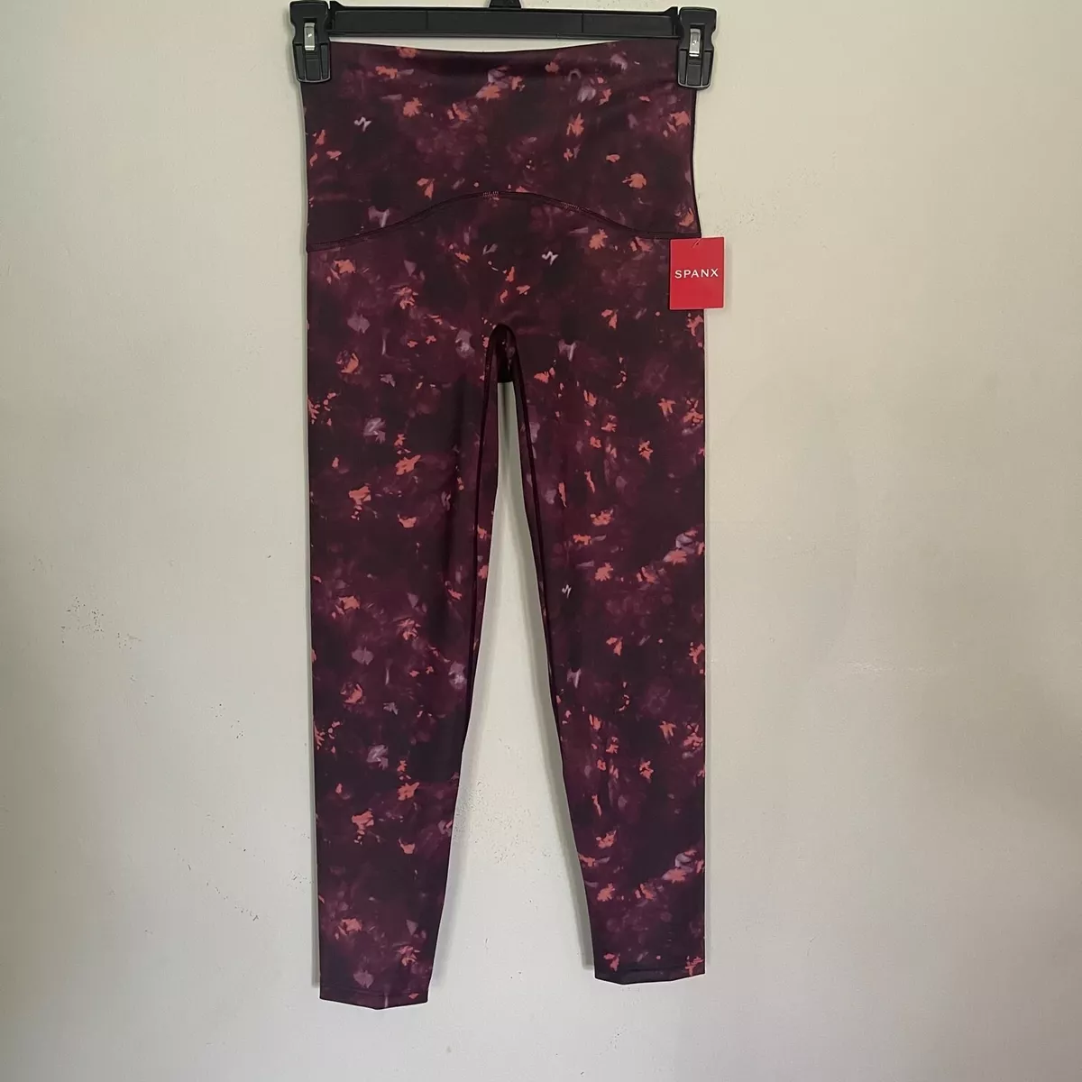 Spanx Active Printed 7 8 Leggings Size Small Wine Orange Tie Dye Activewear NWT