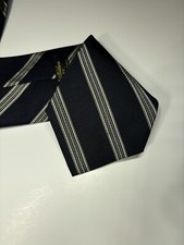 Vintage BROOKS BROTHERS Makers Blue Striped Necktie Repp Tie 100 Silk